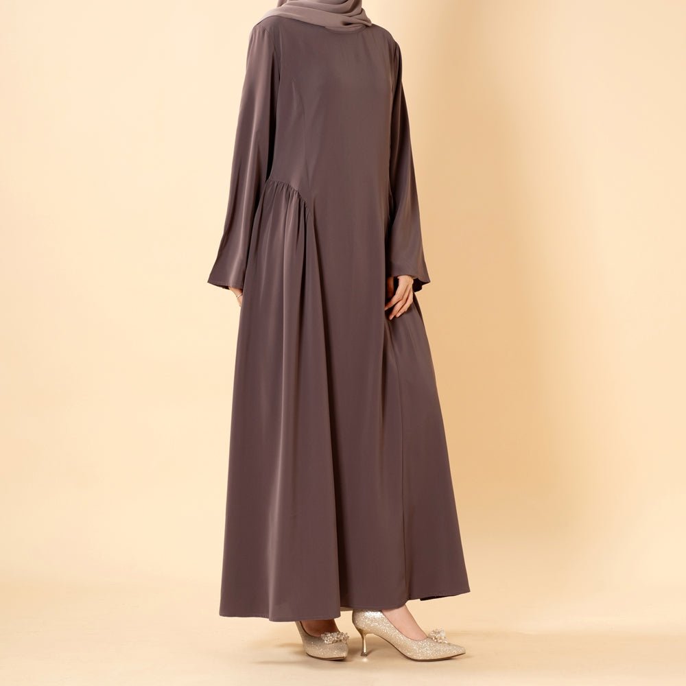 Robe Nida Évasée Maxi avec Jupe Patineuse Plissée & Manches Cloche Larges (MS435)