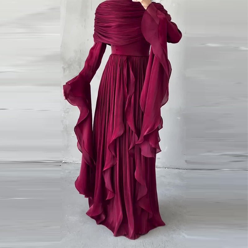 Robe Maxi Plissée Élégante avec Fente (MS263)
