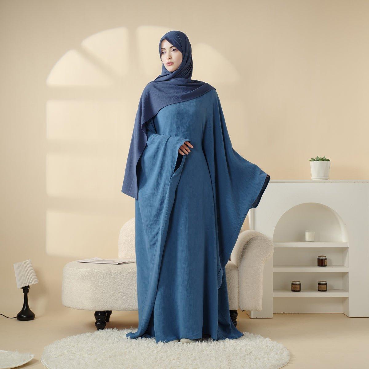 Abaya unie à manches papillon (MA048)