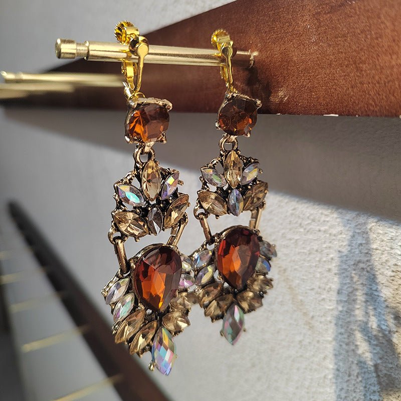 Boucles d'oreilles pendantes grand format à strass déclaration (MAC327)