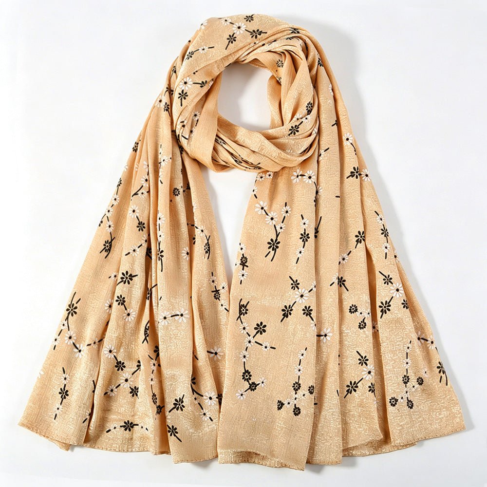 Foulard Hijab Imprimé Fleurs de Marguerite Scintillant (MH245)