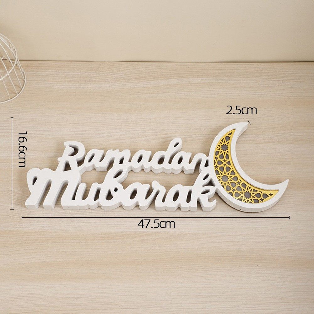 Décoration LED de Ramadan Mubarak, ornement artisanal en forme de croissant de lune (MAC393)