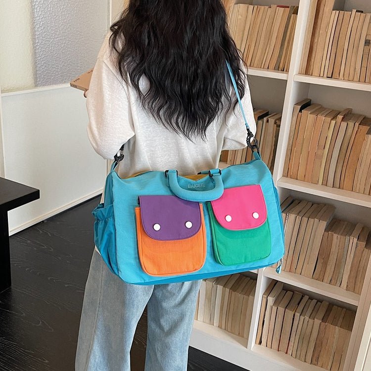 Sac de Voyage Colorblock - Sac Weekender Léger à Main avec Bandoulière et Poches Extérieures (MAC480)