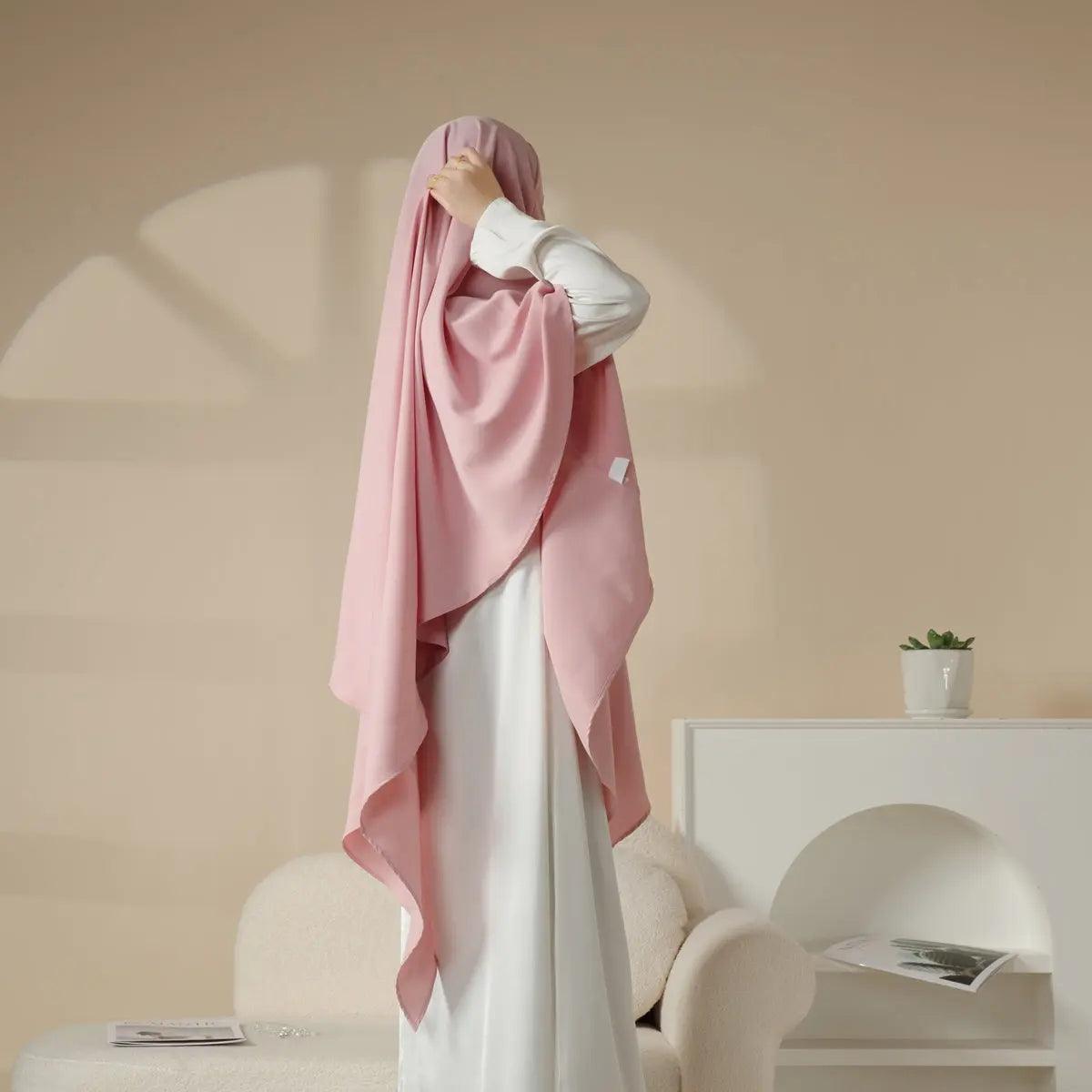MK001 Niqab attaché - Khimar uni en Nida à 1 couche