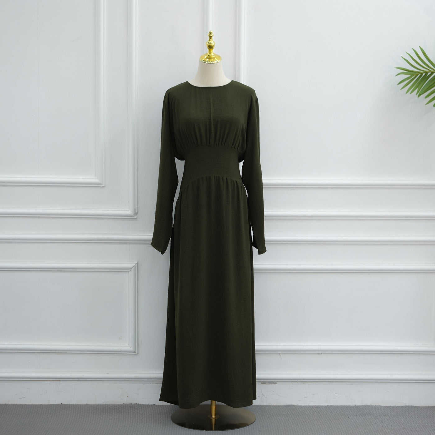 Robe Maxi Ice Silk Froncée à la Taille(MS521)