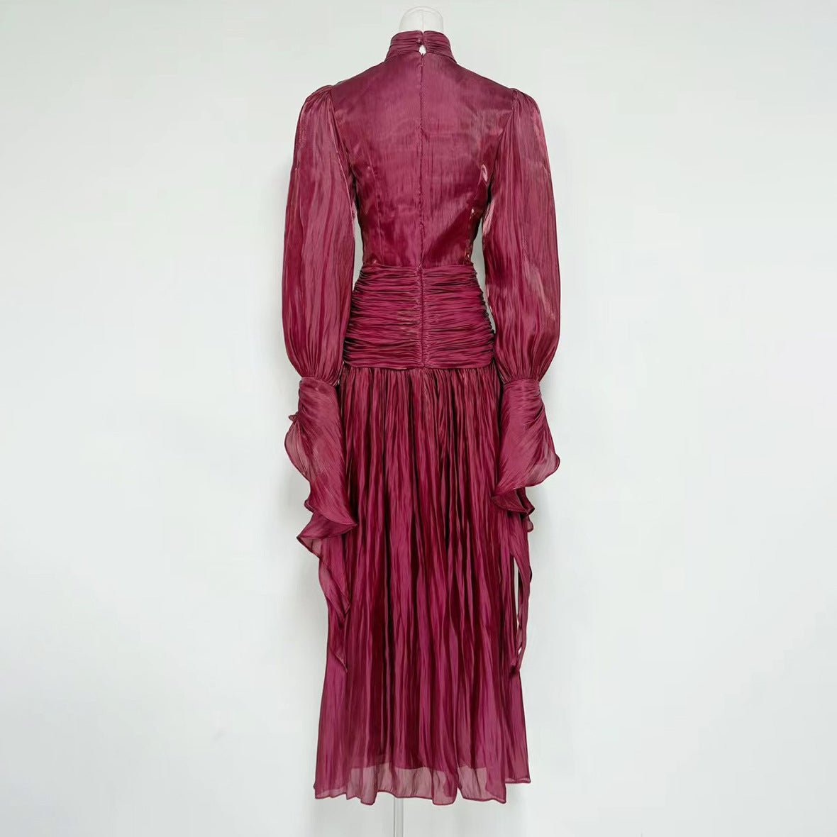 Robe de soirée froncée à col montant (MS221)