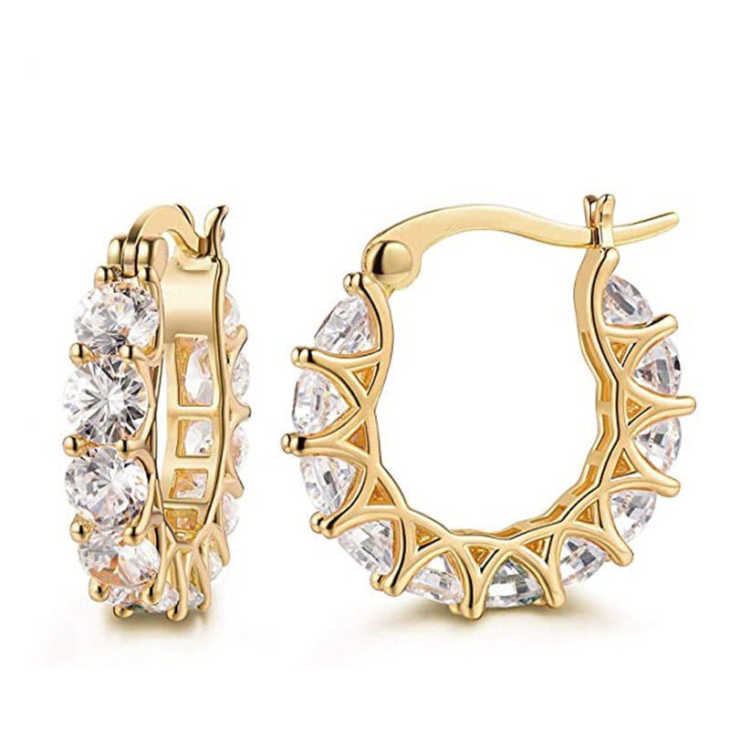 Boucles d'oreilles en U MAC163, entièrement ornées de fleurs en zircon
