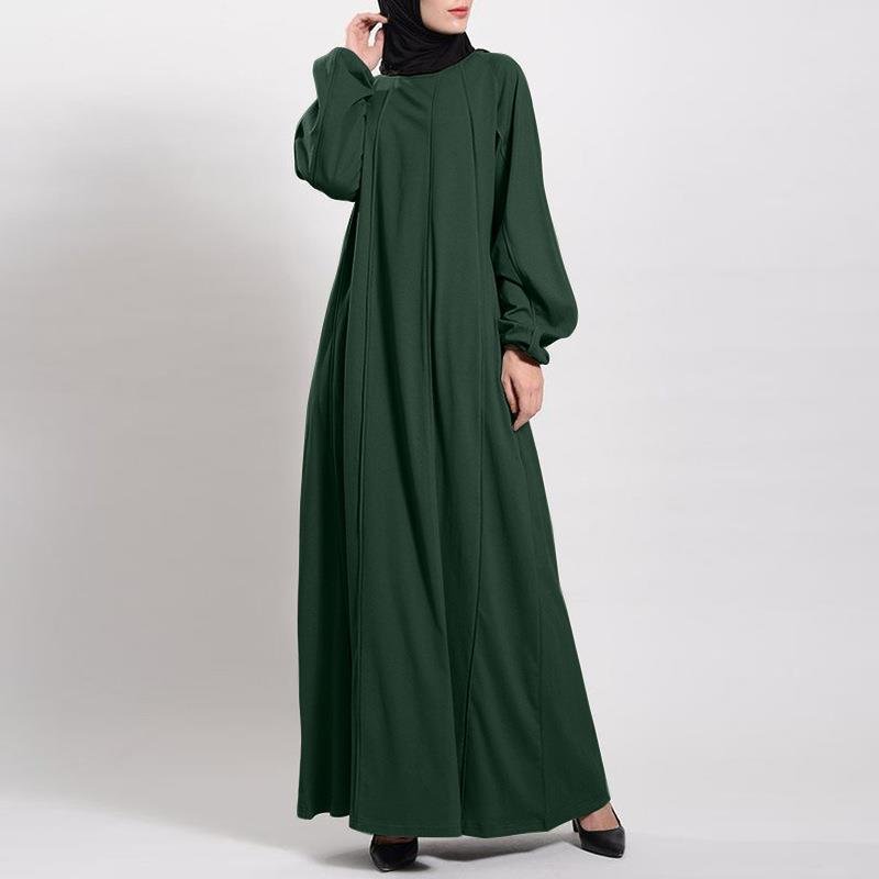Robe Maxi Unie à Manches Bouffantes, Coupe Ample – Abaya Élégante et Pudique à Manches Bouffantes (MA271)