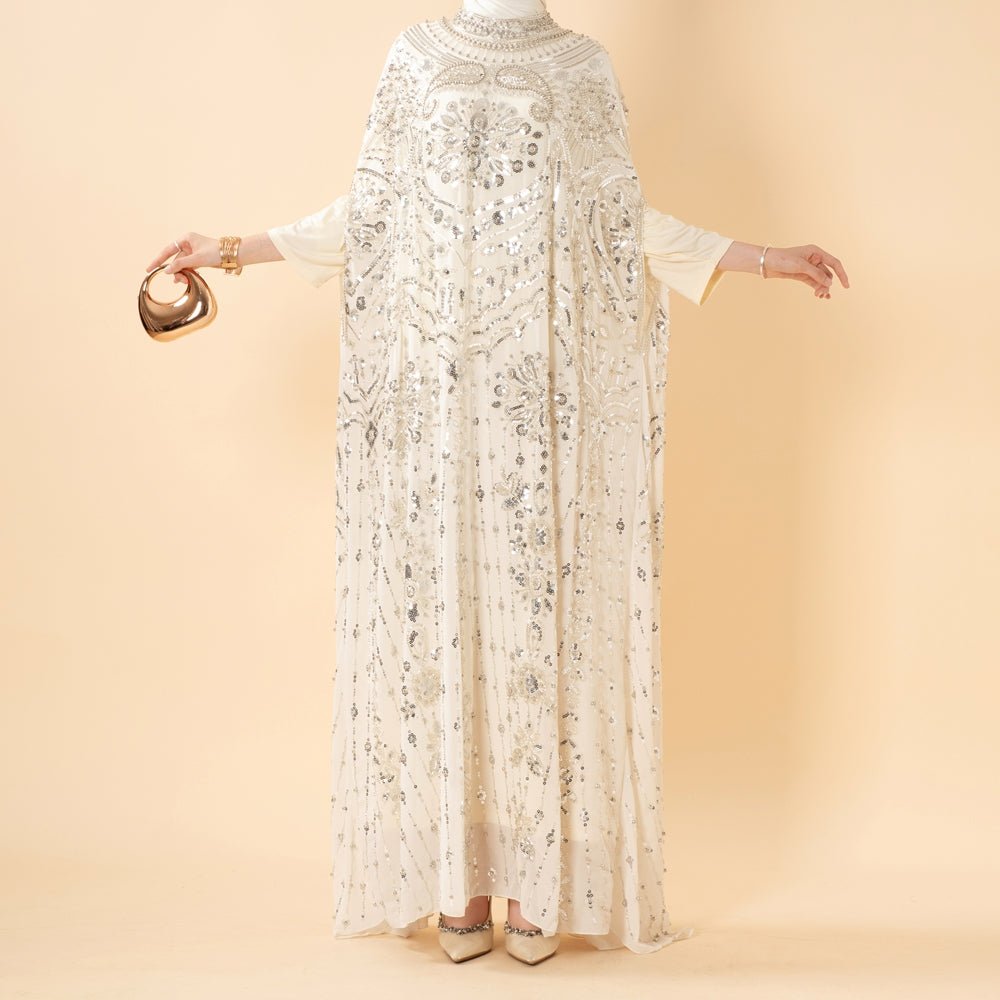 Abaya Ailes de Chauve-souris Brodée à Perles et Paillettes (MA451)