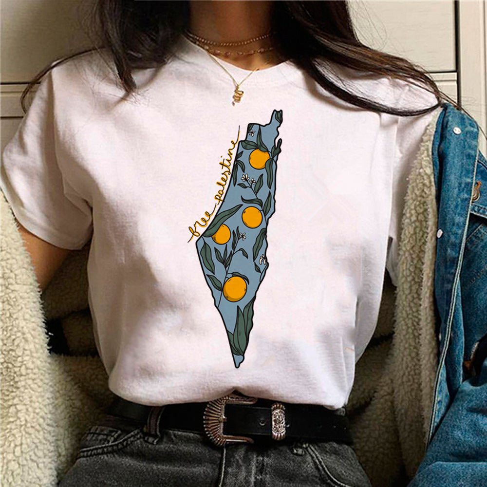 MS034 T-shirt décontracté imprimé Free Palestine