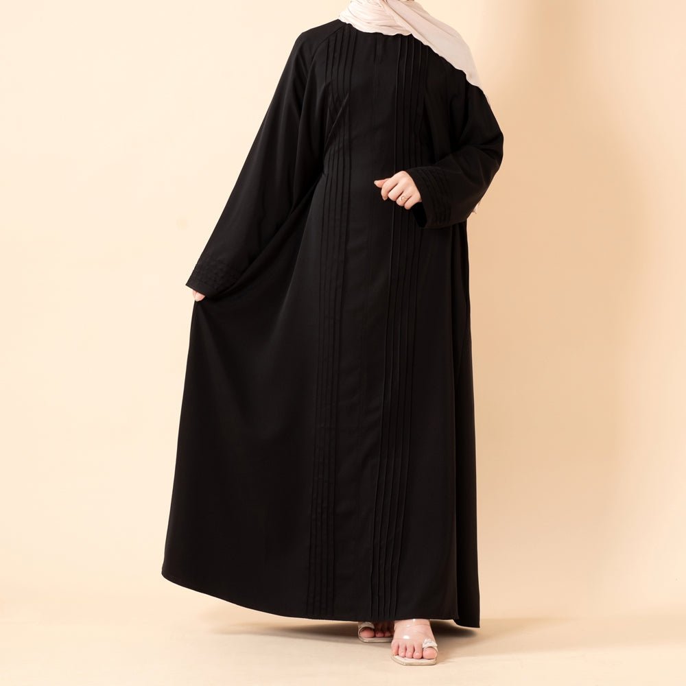 Abaya Serene plissée en georgette, coupe ample et longueur intégrale, style modeste (MA254)