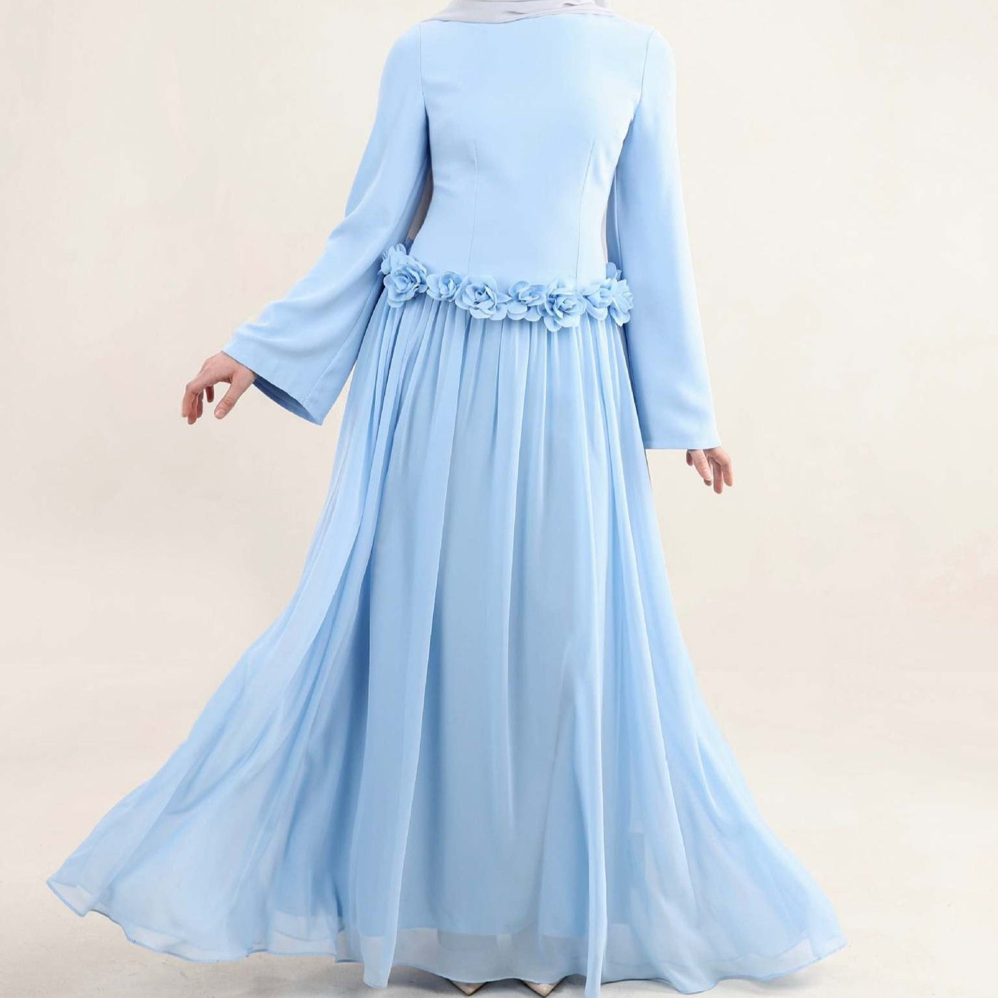 Robe Maxi Ajustée à la Taille 3D Rose(MS515)