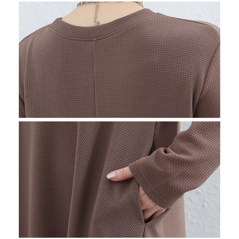 Robe Maxi Trapèze Élégante à Col Rond - Abaya Unie Modeste avec Poches (MA310)