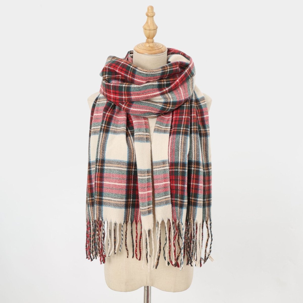 Écharpe à carreaux avec franges, en fausse laine, chaude, accessoire de mode hiver (MAC332)