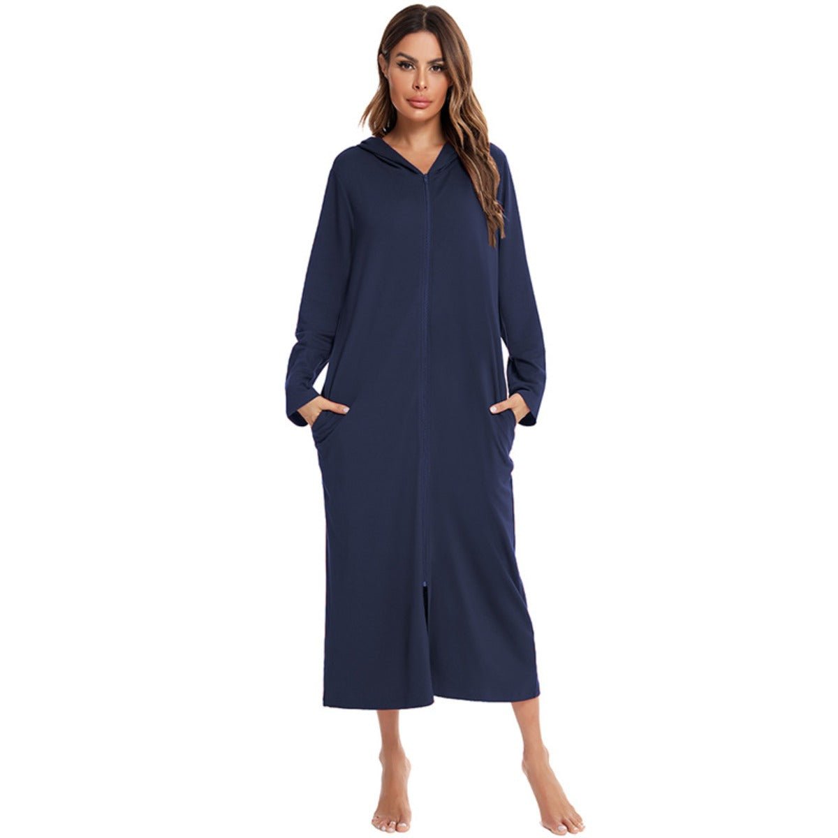 Cardigan long zippé et douillet avec poches | Confort Loungewear (MS110)