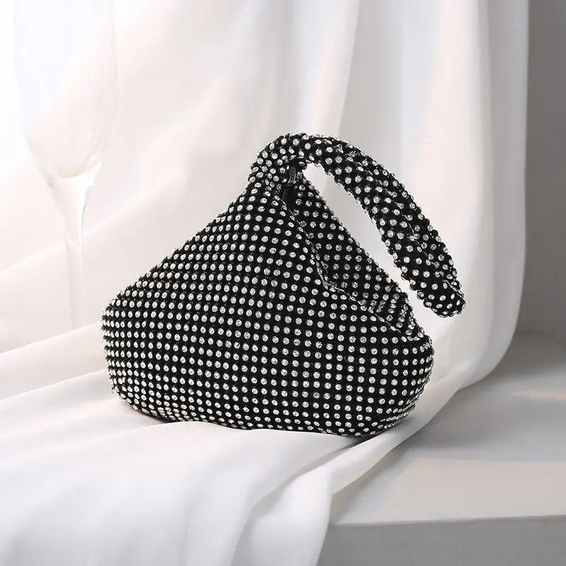 Sac à main MAC057 avec strass, forme cœur, brillant, fait main, petit sac de soirée