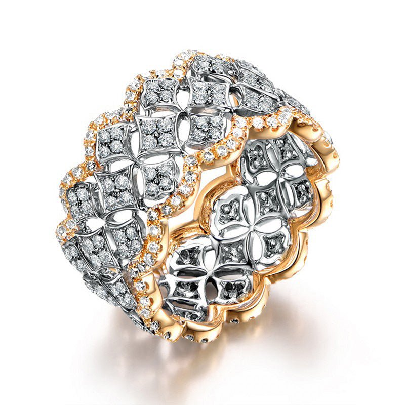 Bague Style Palace « Étoile Éblouissante » en Dentelle Nid d'Abeille (MAC194)