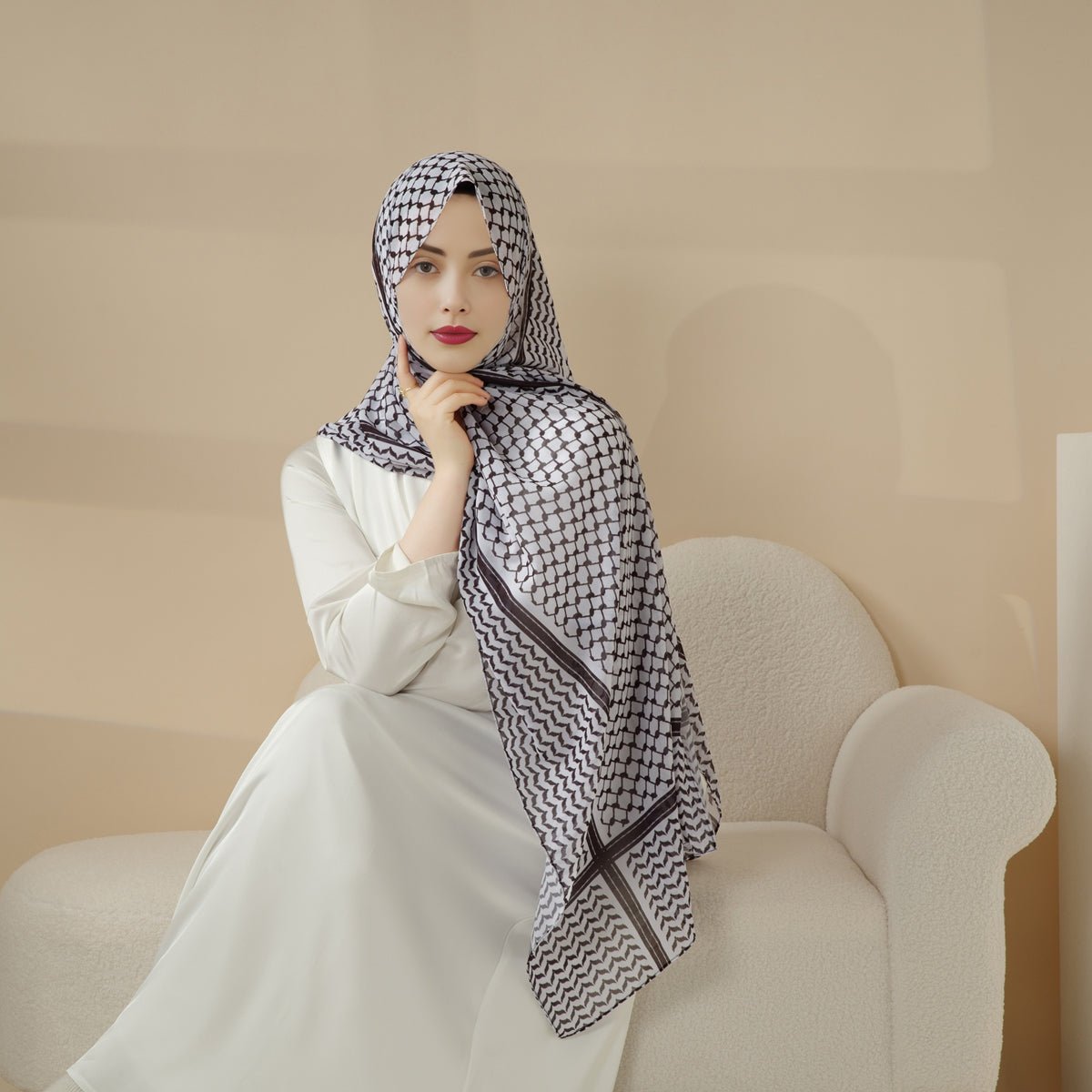 Hijab en mousseline Keffiyeh (MH045)