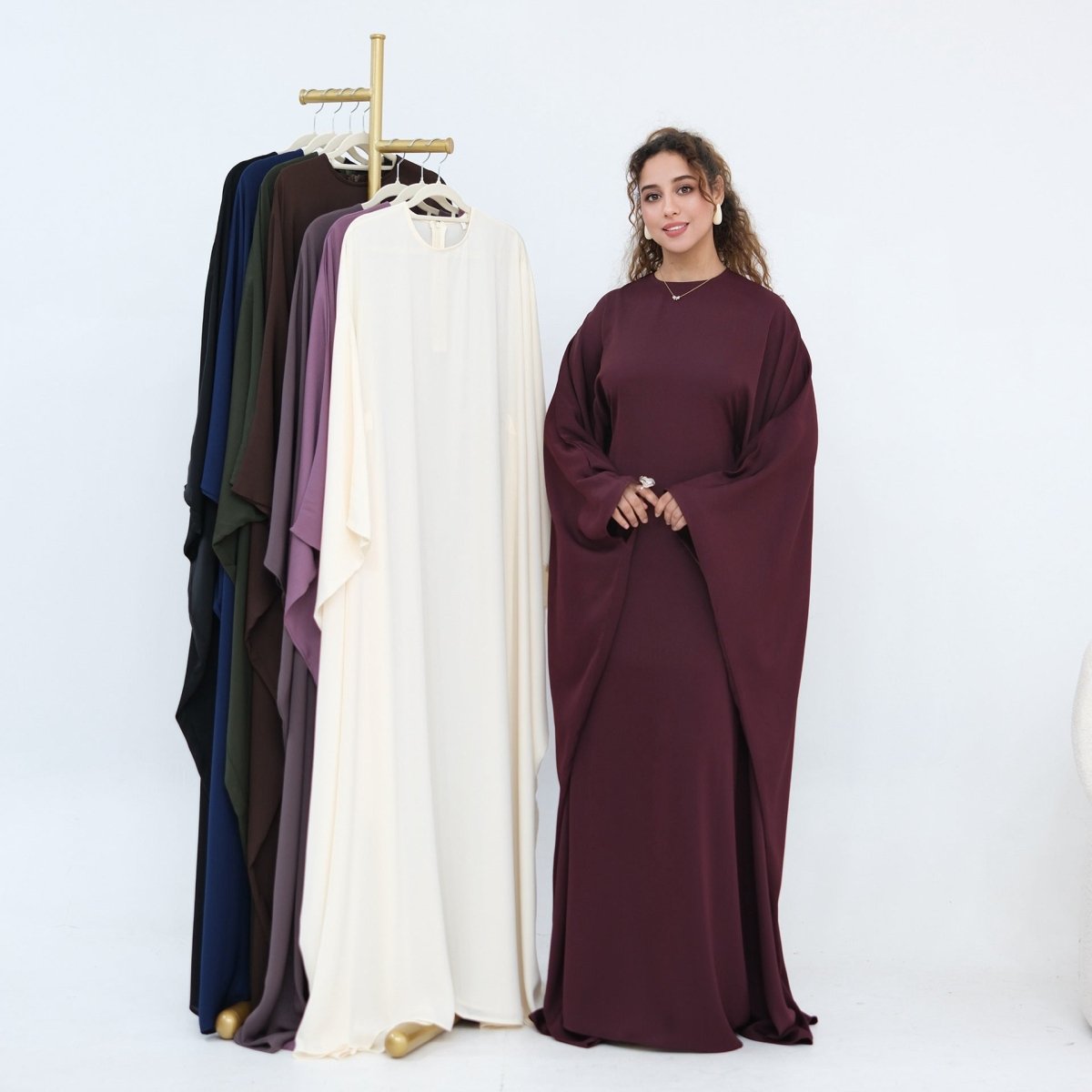 Robe Maxi Nida Crinkle Batwing Sleeve(MA458)