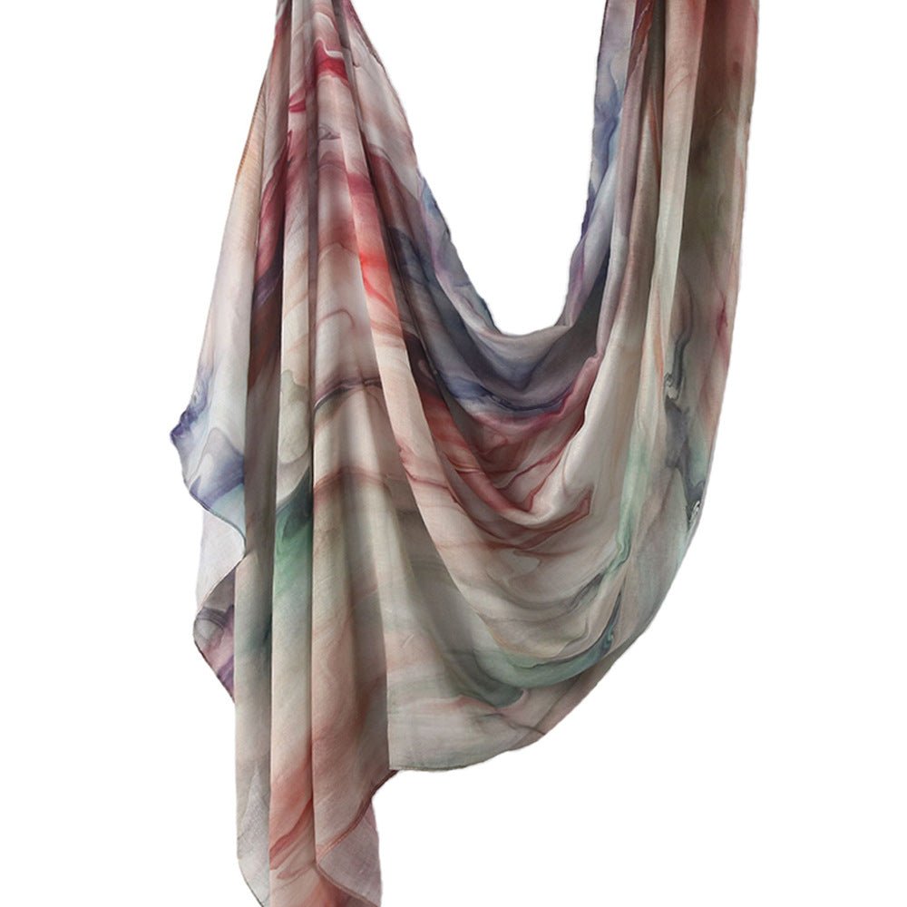 Foulard Hijab en Satin à Imprimé Aquarelle Tie-Dye (MH212)