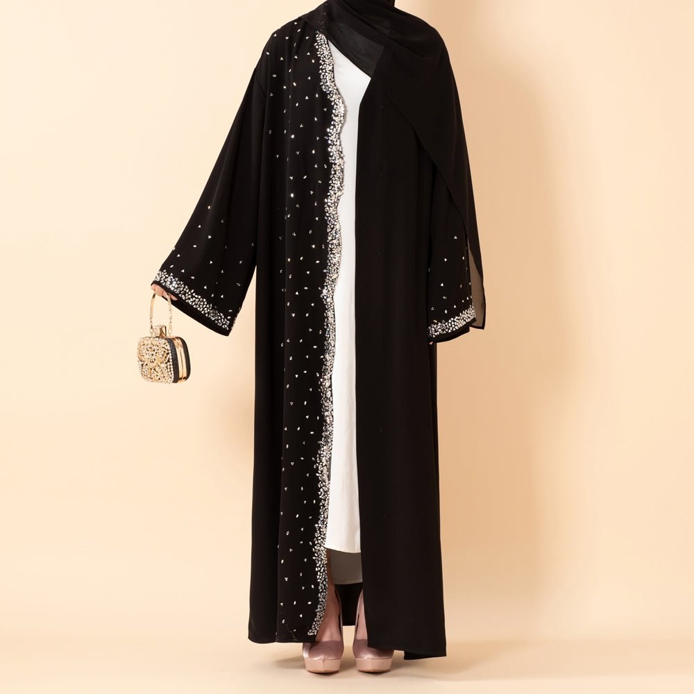 Abaya Noire de Luxe Diamant Étoilé (MOA240)