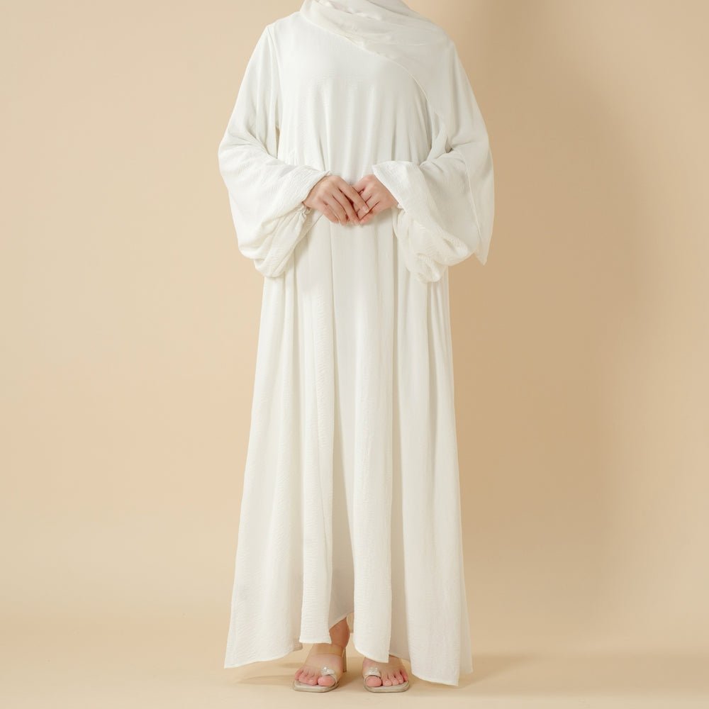 Abaya Crêpe Coupe Décontractée à Manches Lanterne (UKMA190)
