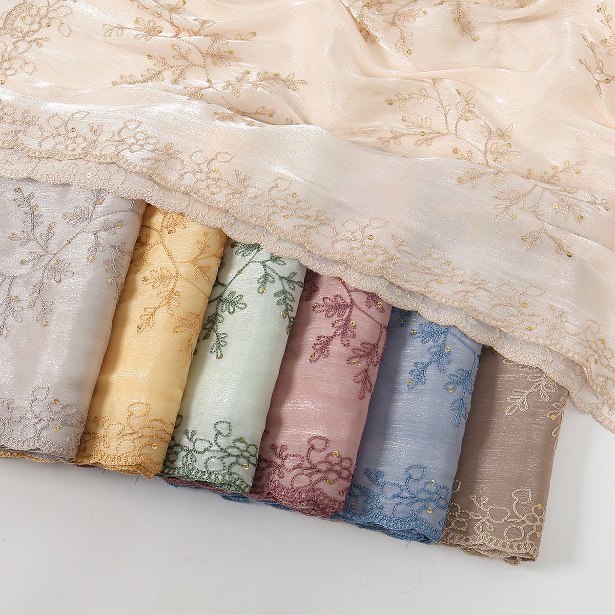 Foulard Hijab Pailletté Brillant Brodé (MH248)