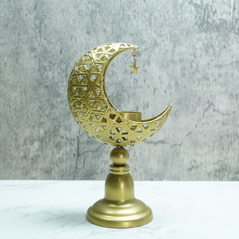 Bougeoir Lune Creuse – Accessoire Décoratif en Fer pour Ramadan (MAC379)