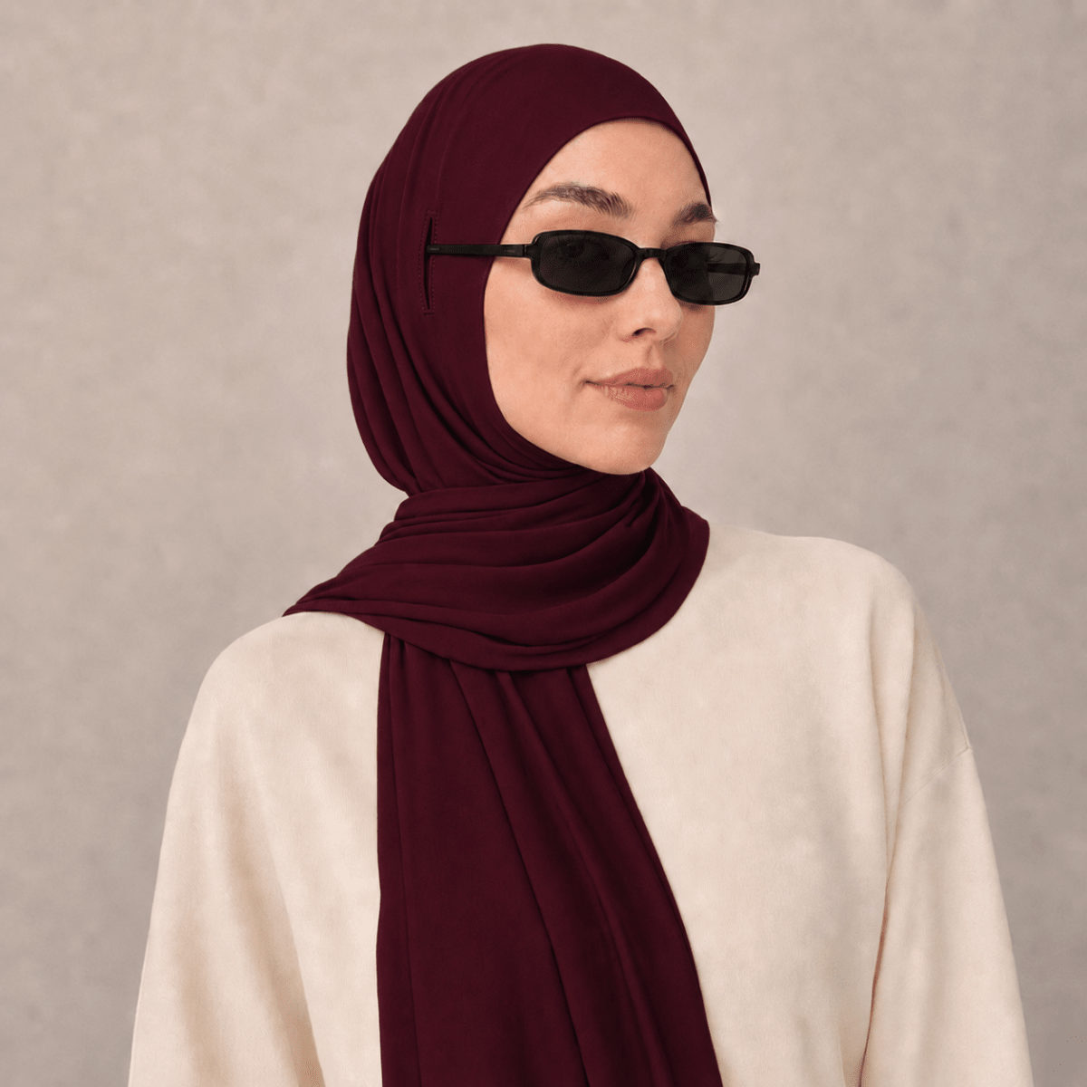 Hijab Long Tail Coton Modal – Hijab Instantané Anti-Glisse, Respirant (MH226)