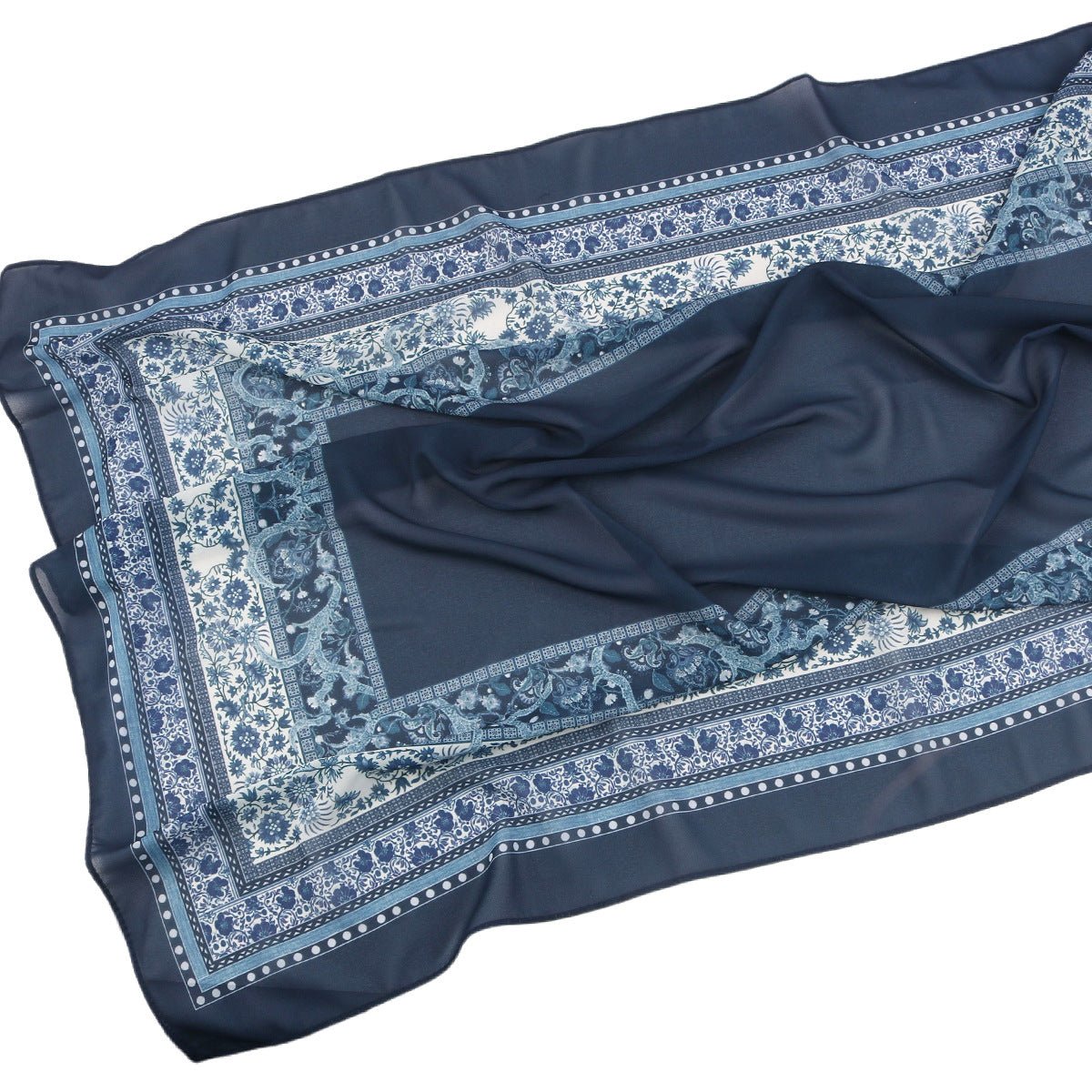 Écharpe Hijab en Mousseline Imprimée Élégante, Style Bohème, Respirante, Protection Solaire (MH136)
