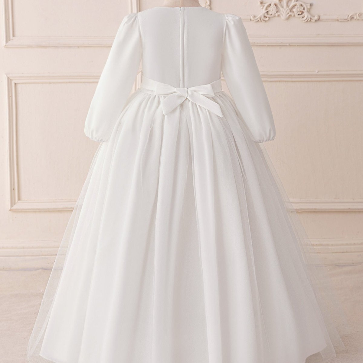 Robe Princesse Brodée pour Fillette avec Surjupe en Tulle (MKG022)