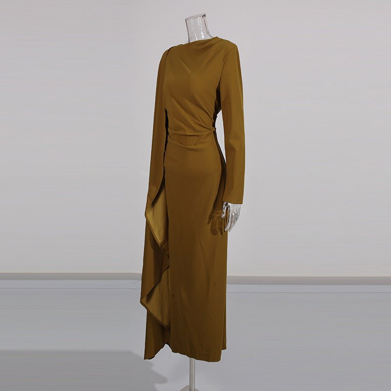 Robe Cape Asymétrique avec Fente Dos (MS216)