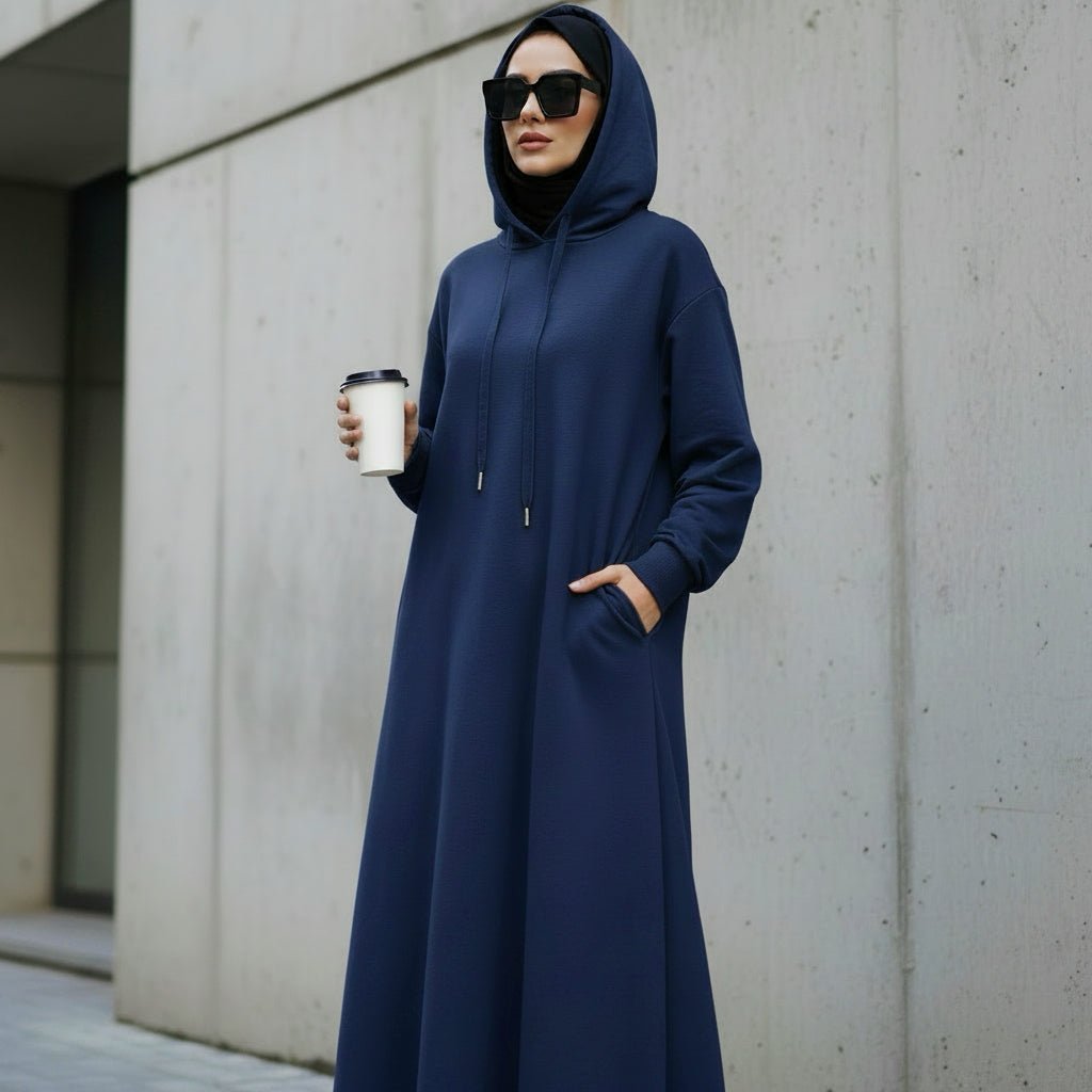 Abaya sweat à capuche en French Terry avec poches (MA340)