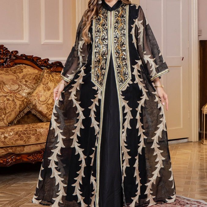 Abaya de soirée en mesh brodé (MA414)