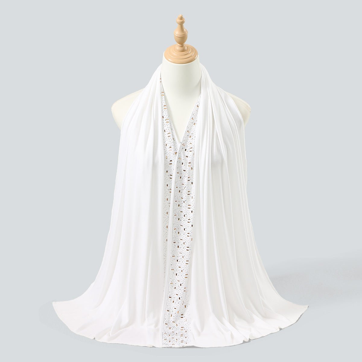 Foulard Hijab Orné de Strass Baguette Cristal et Or (MH254)