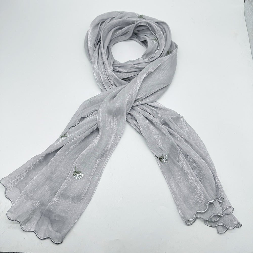 MH080 Hijab en crêpe brodé, respirant et rafraîchissant