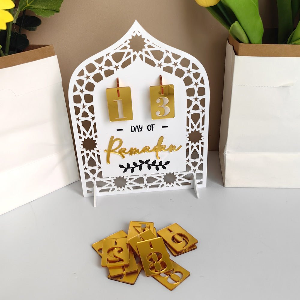 Décoration de Table Acrylique Compte à Rebours du Ramadan - Ornement Artisanal Festif pour la Maison (MAC403)