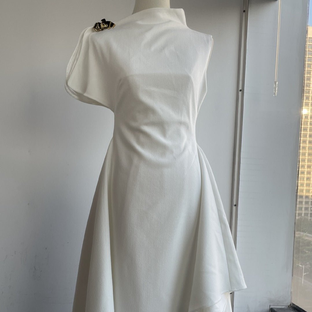 Robe de soirée asymétrique à épaule drapée et coupe hi-lo (MS416)