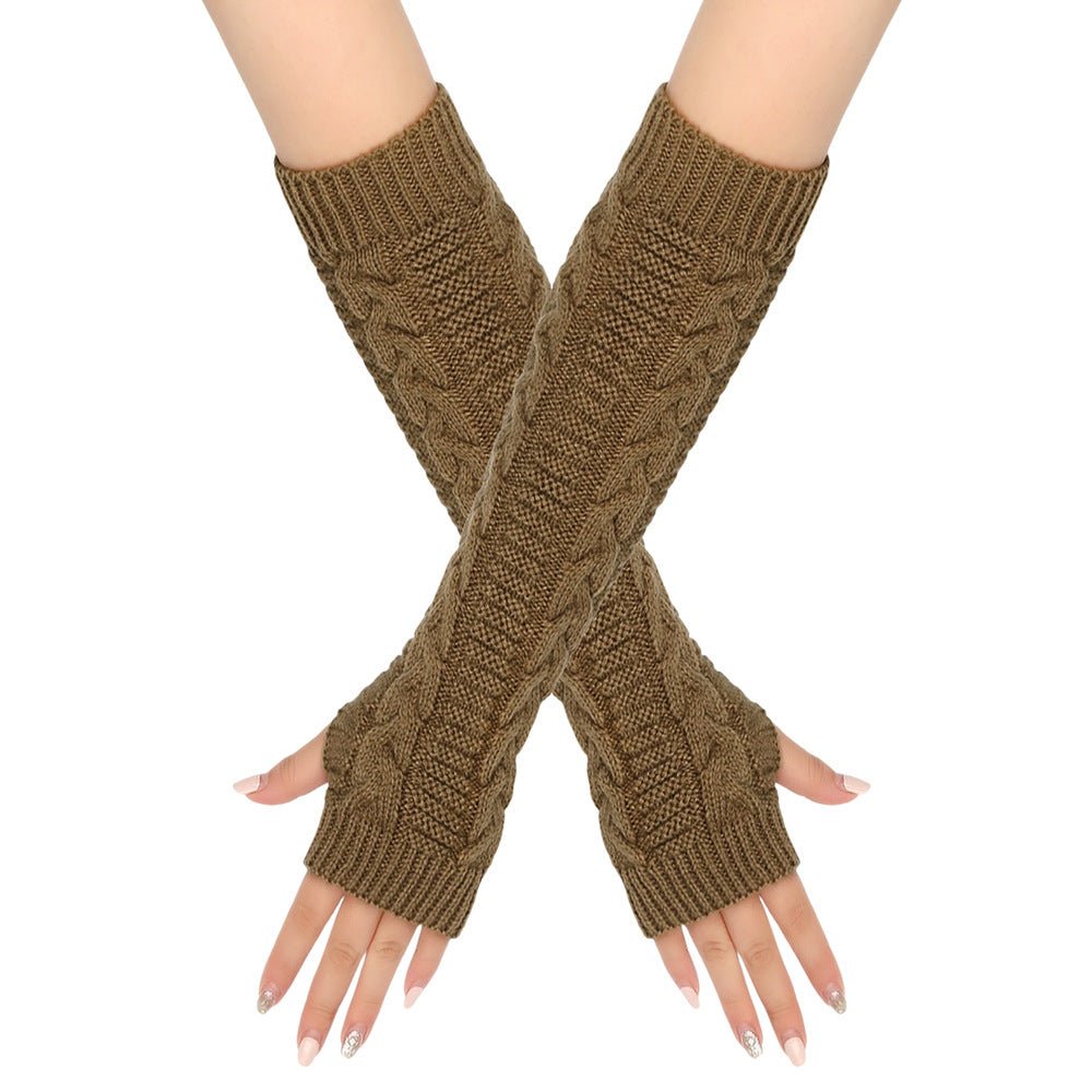 Manchettes chauffe-bras en tricot torsadé douillet (MAC310)