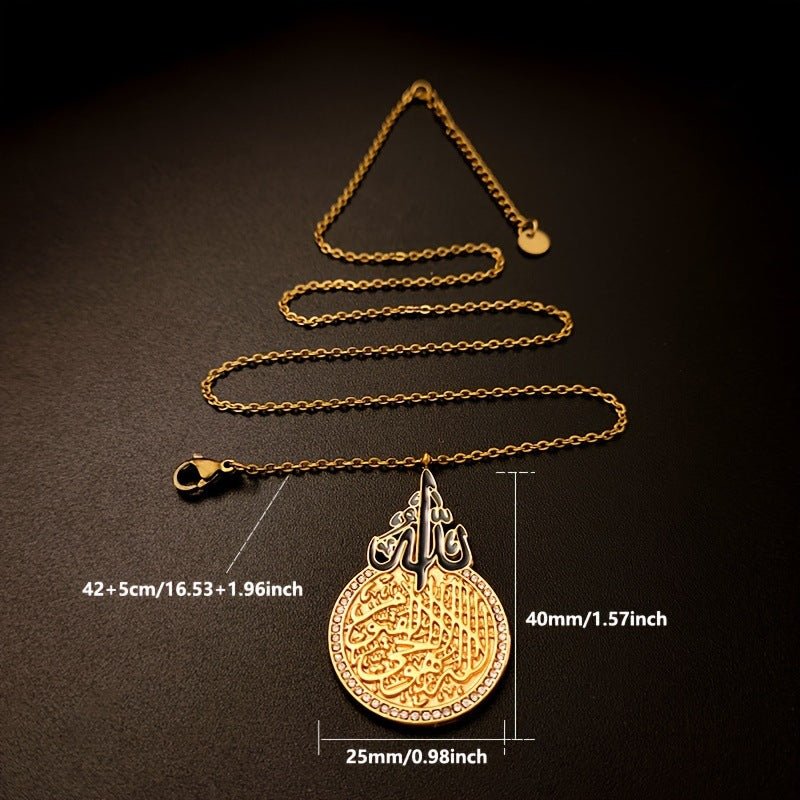Collier rétro rond en zircon, ultra-brillant, en acier inoxydable moulé, effet goutte d'huile contrastée (MAC223) (AVEC BOÎTE CADEAU)