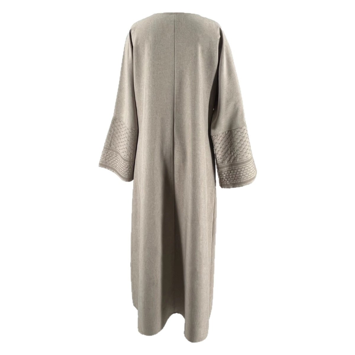 Abaya à manches brodées | Cardigan texturé ouvert devant à manches cloche (MOA263)