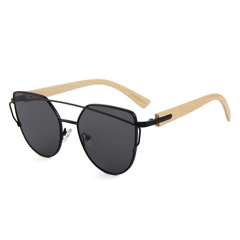 Lunettes de soleil MAC169 tendance à monture métallique œil-de-chat et branches BamboTemple