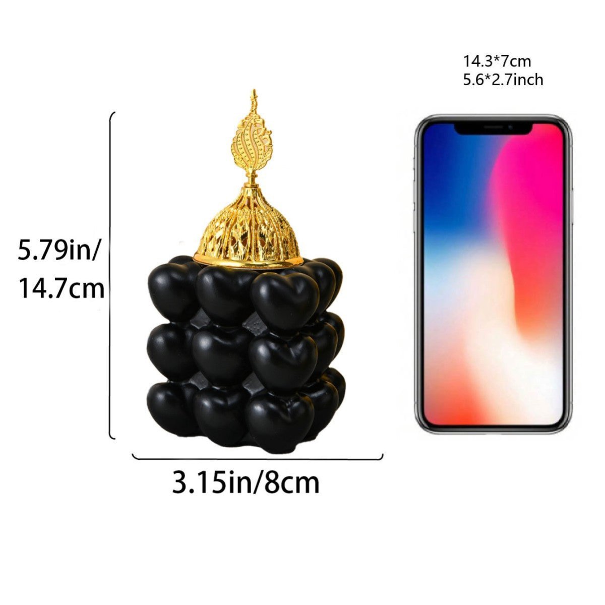 Brûleur d'encens cube décoratif en résine en forme de cœur (MAC401)