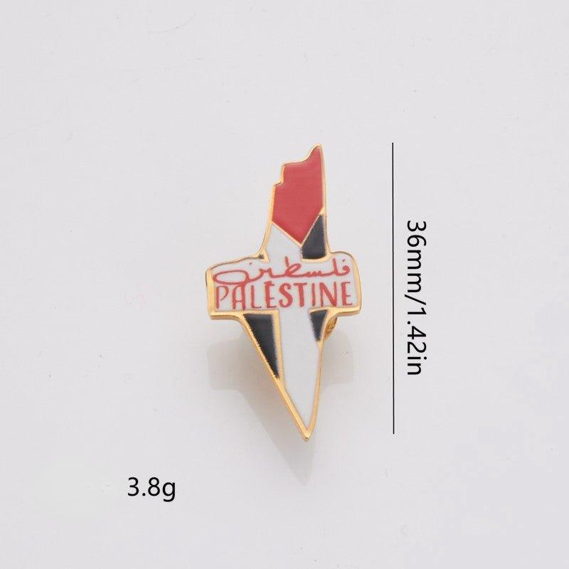 Broche MAC103 en Acier Inoxydable Carte de la Palestine Keffieh