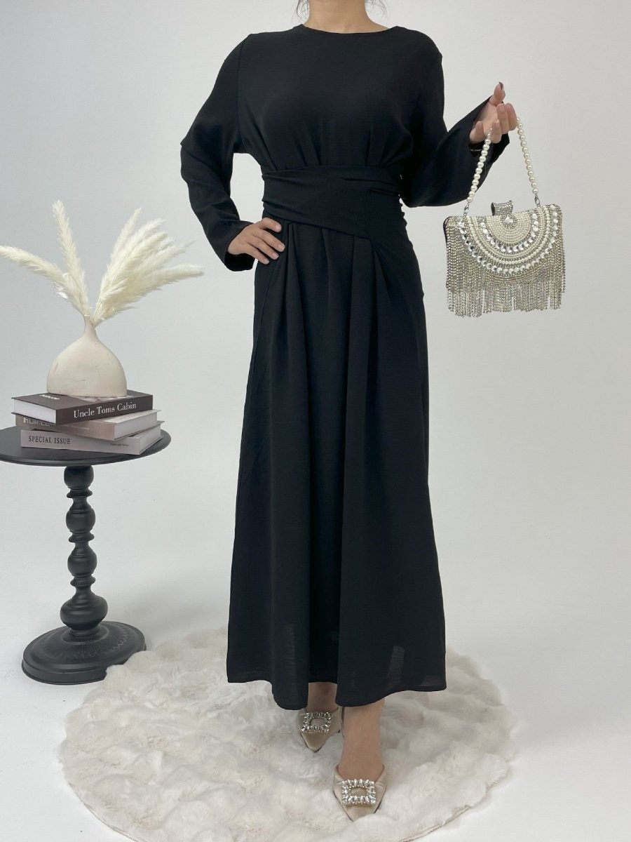 Robe du soir abaya élégante en crêpe glacé à lacets (MA160)