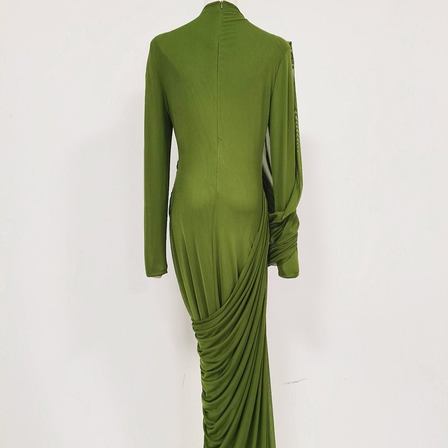 Robe longue moulante froncée, taille haute (MS355)