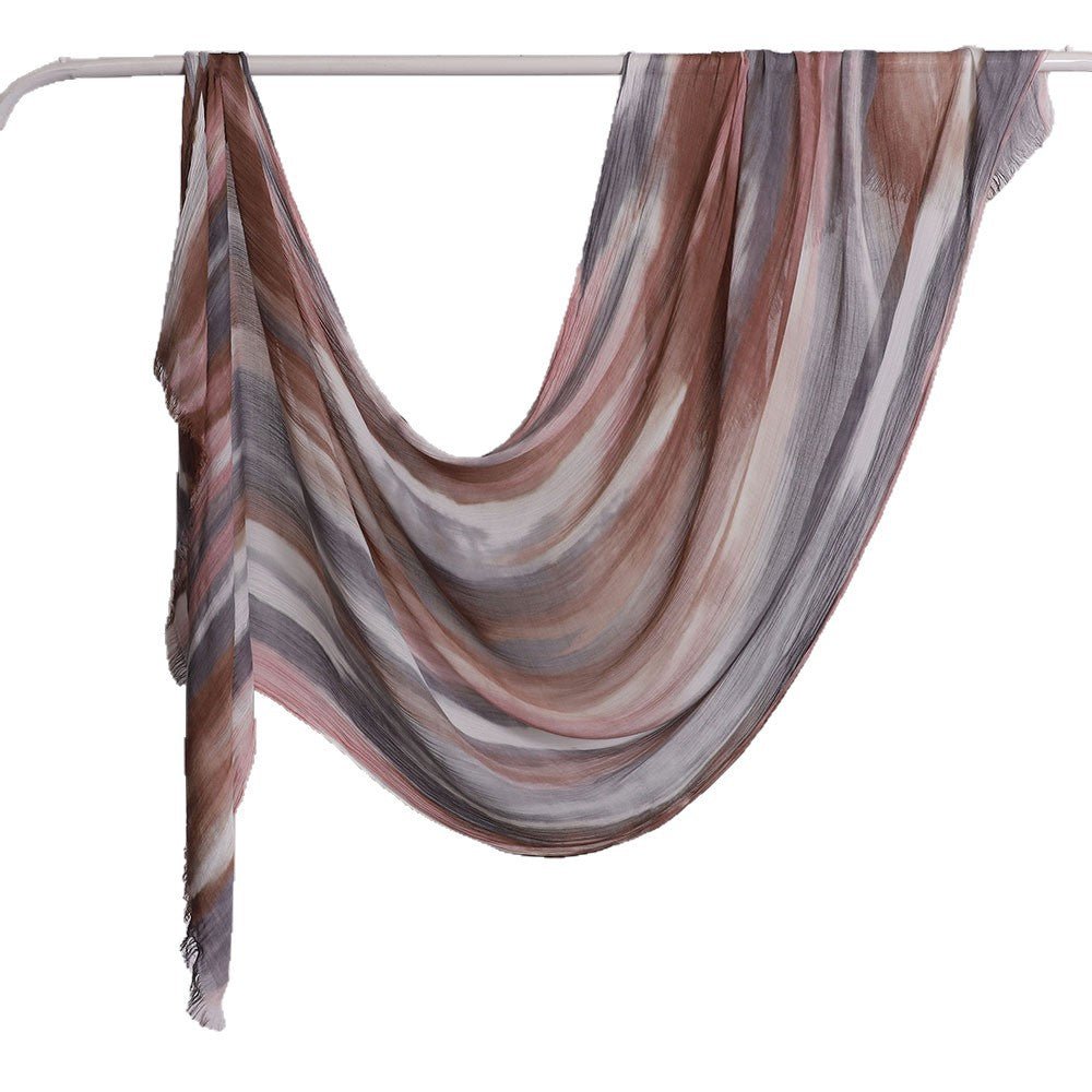 Hijab Châle Plissé Rayé Imprimé Polyvalent (MH180)