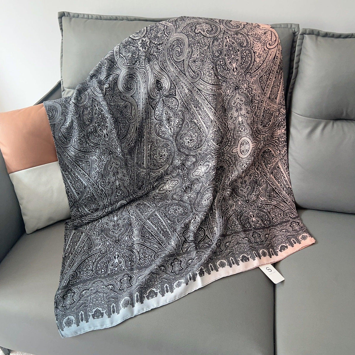 MH058 Hijab fin en coton et lin imprimé motif noix de cajou