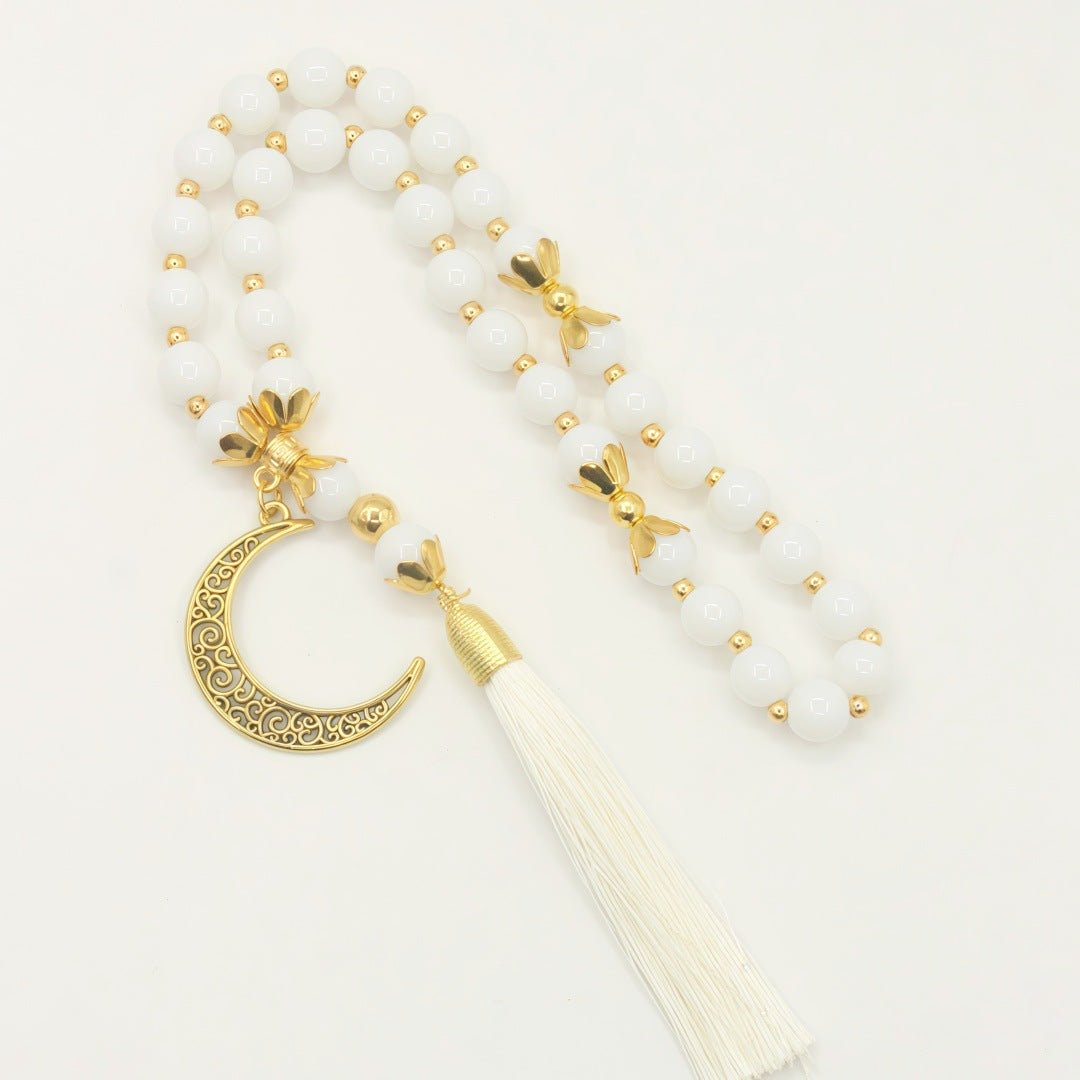 Bracelet Tasbih Croissant de Lune Perles de Prière Islamique (MR089)