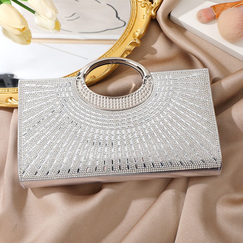 Sac Pochette Vintage à Grande Anse Circulaire Ornée de Strass Scintillants (MAC430)